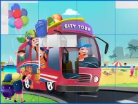 Kids and Vehicles Jigsaw image