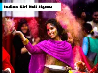 Indian Girl Holi Jigsaw image
